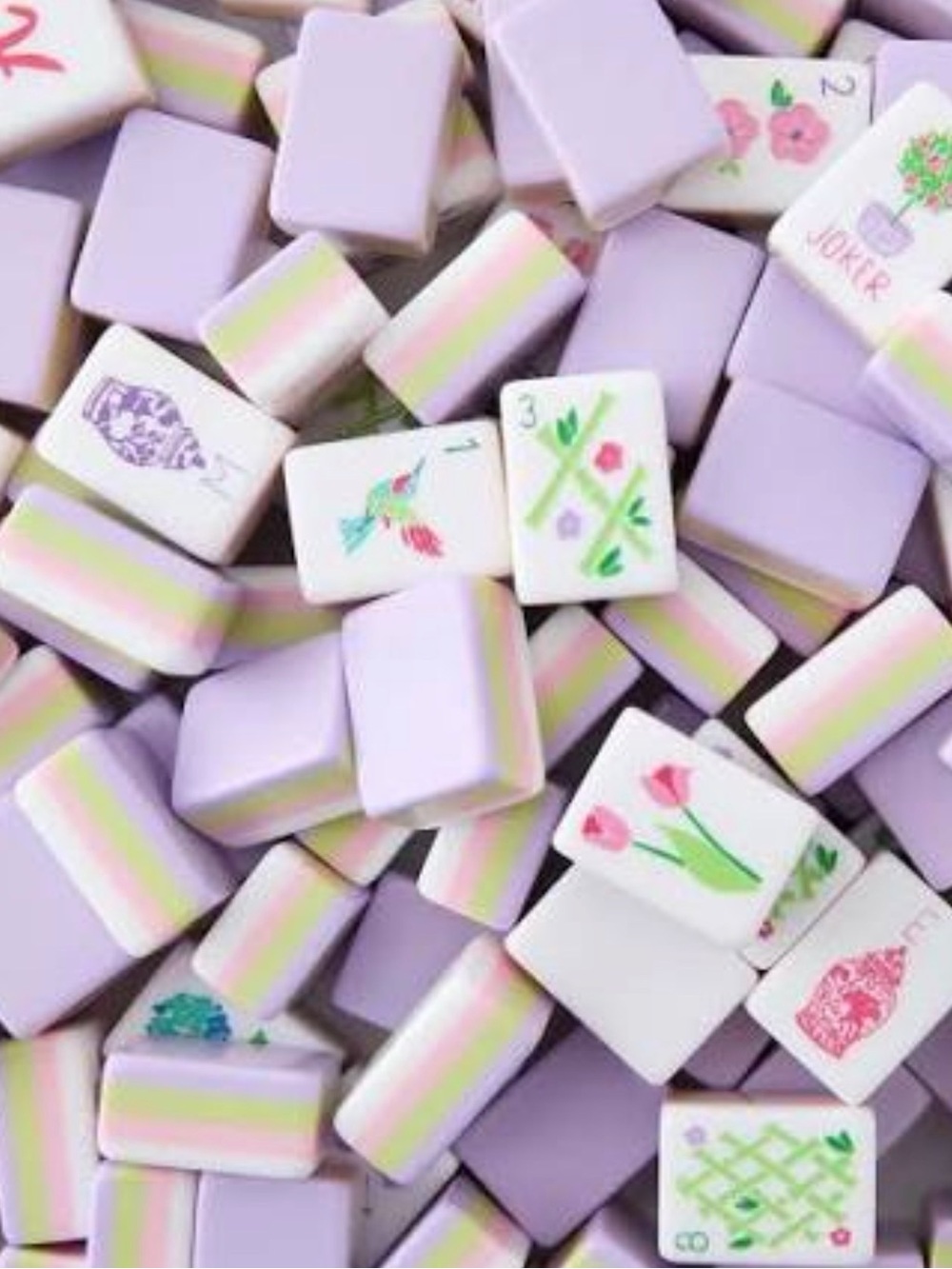 New Light Purple Mahjong Tiles and Tile Bag
